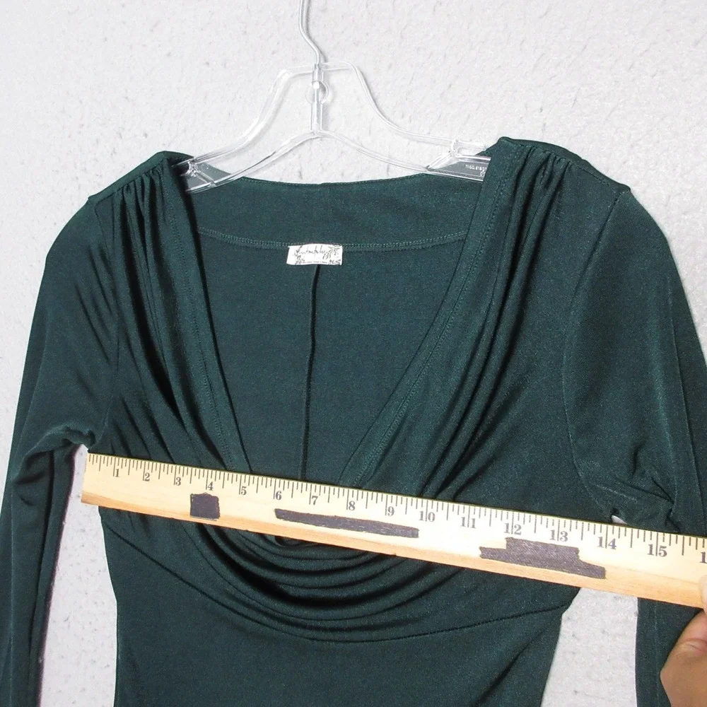 Intimately Free People Top S Green Cowl Neck 90s Drape Whimsigoth Boho Fitted